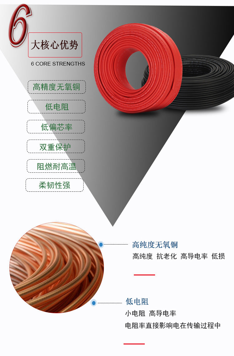 ALLMEJORES Solar PV cable Red blak cable for solar panel system 1500v 4mm2 /6mm2 (12/10AWG )TUV UL approval 10m/Roll PRIME RJ SOLAR PH