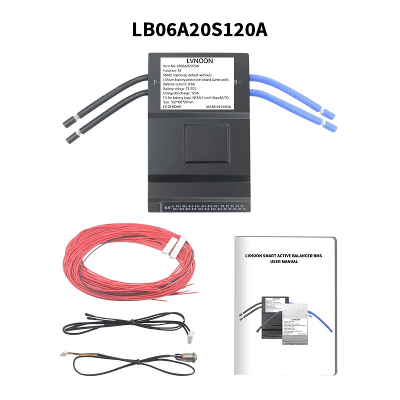 US Stock LVNOON LB06A Series BMS LB06A20S120A for NCM LifePO4 LTO Battery 14S 16S 17S 18S 20S 120A 60V 72V with APP Control