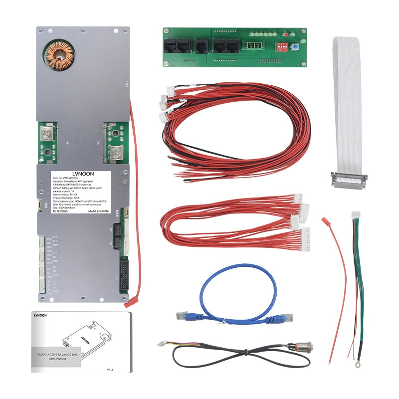 US Stock Inverter BMS for Li-ion NCM LFP LiFePo4  Battery 8S 10S 12S 14S 16S 48V 51.2V 100A  PB1A16S100A 8-16S