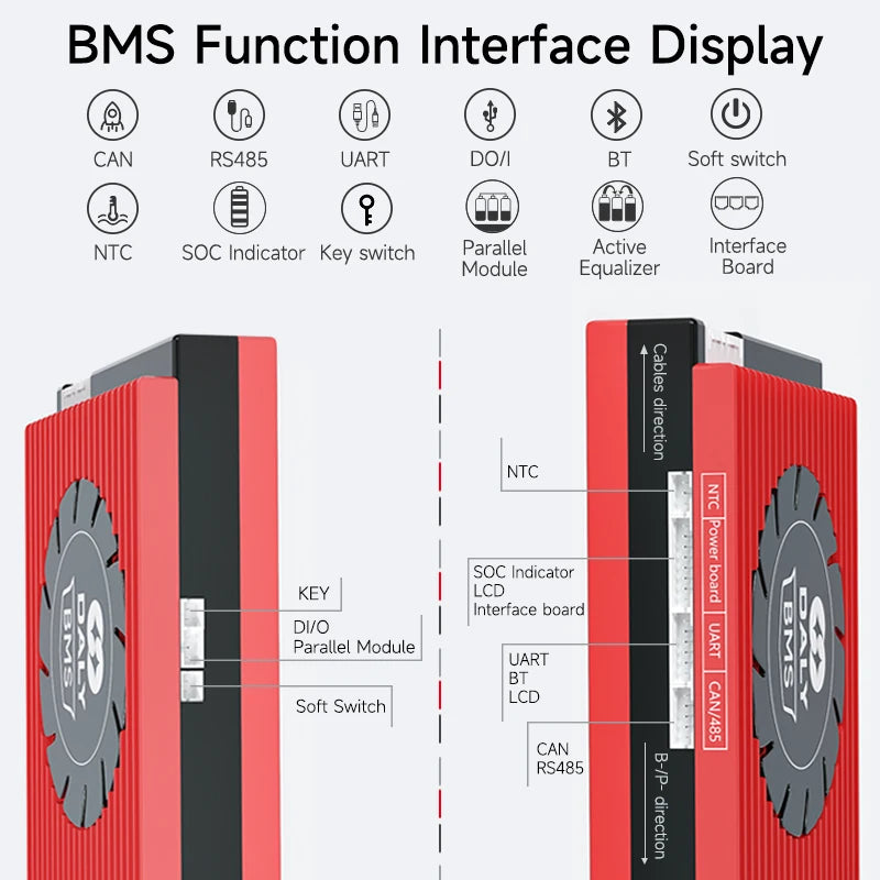 Daly 1A active balance 3-24s 30a-500a 12v/24v/48v/60v/72v lithium battery management system other pcb smart lifepo4 bms