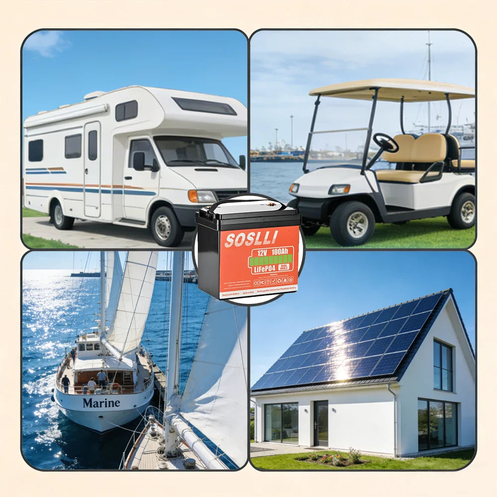 High-Efficiency SOSLLI 12.8V 8Ah Lithium Battery 102.4Wh for Portable Camping Fridge Small Cooler Energy Storage