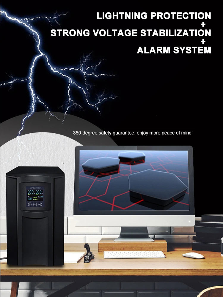 HKIVI Ups Power Supply 1000va 2000va 3000va Online Ups Backup Power External Battery for Server Room Voltage Stabilization PRIME RJ SOLAR PH