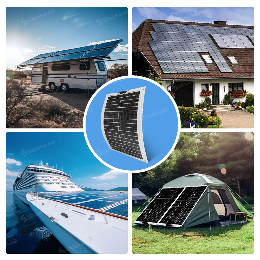 Us Stock 200W Flexible Solar Panel 100W 2 Pieces Solar Controller and Cable Set for Camping Trips Waterproof  Mono Solar Panel PRIME RJ SOLAR PH