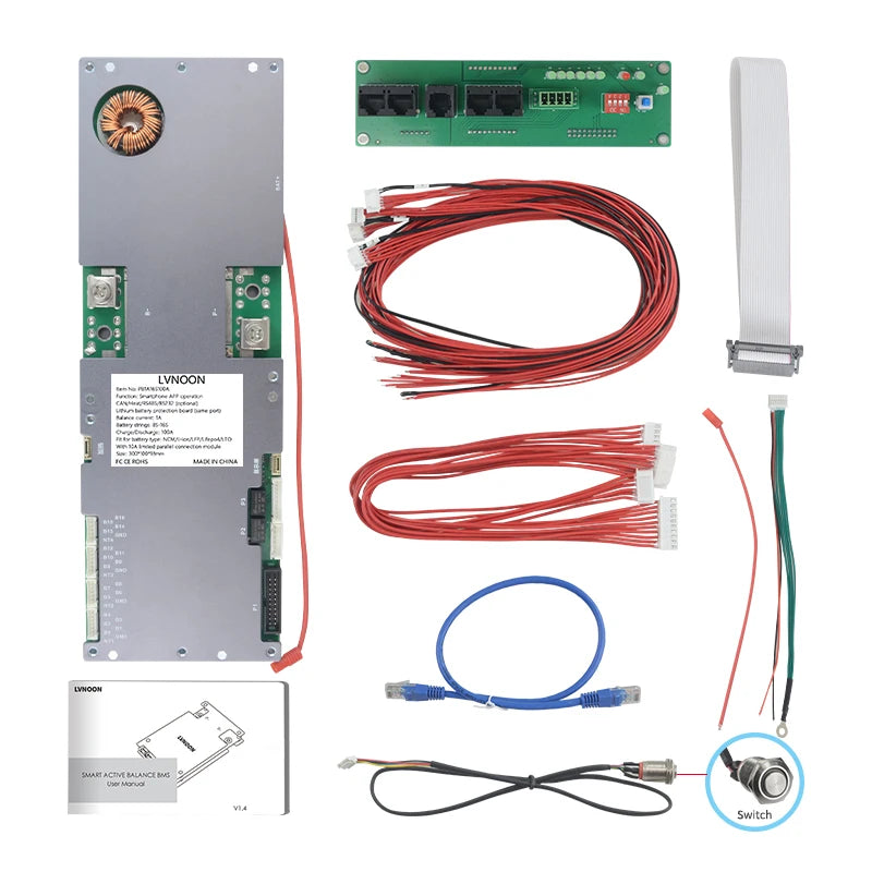 US Stock Inverter BMS for Li-ion NCM LFP LiFePo4  Battery 8S 10S 12S 14S 16S 48V 51.2V 100A  PB1A16S100A 8-16S