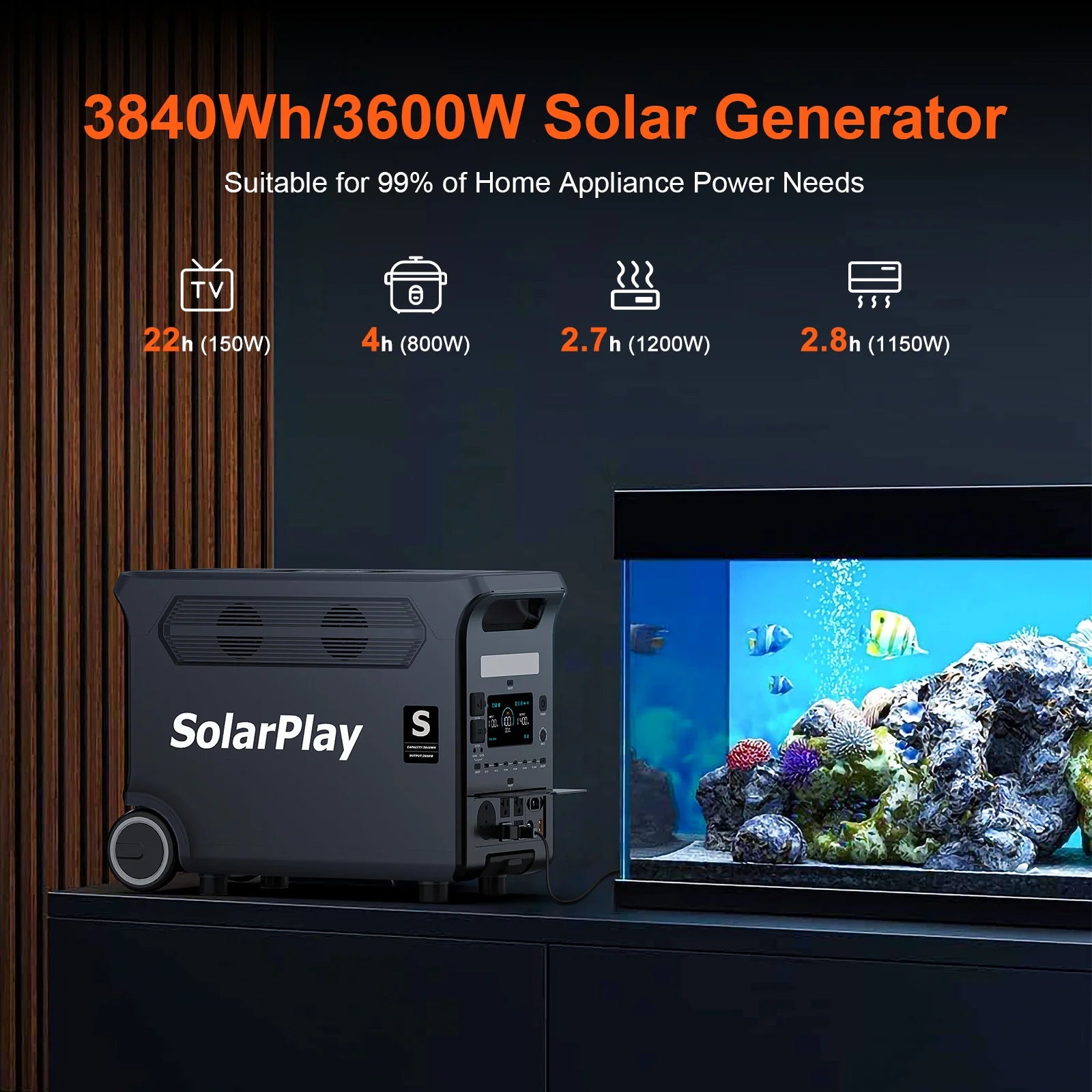 SolarPlay 3600W Portable Power Station 3840Wh LiFePO4 4000+ Cycles 2000W Solar Input 1.5H Fast Charge UPS 15 Ports PRIME RJ SOLAR PH