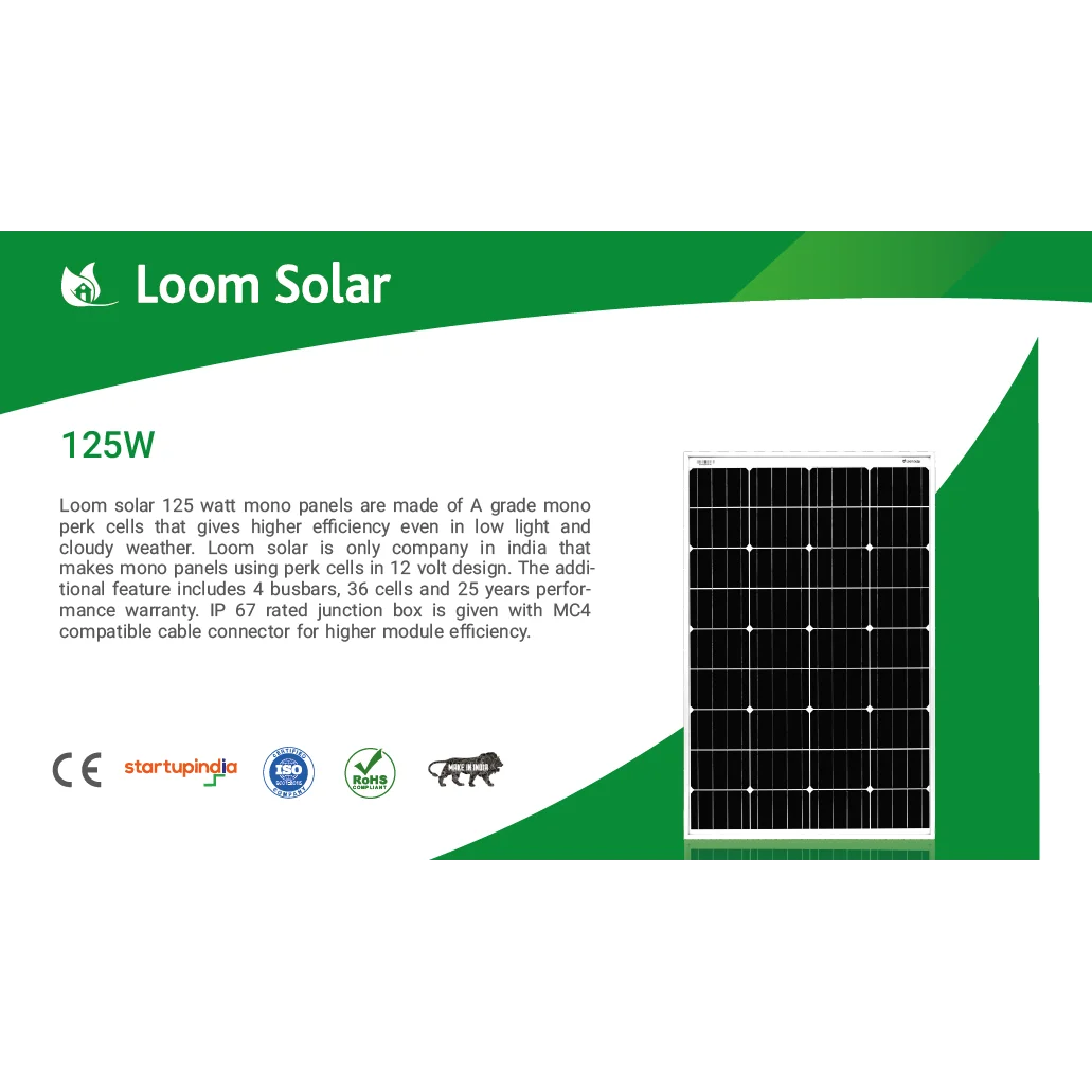 Loom Solar 125 Watt - 12 Volts Mono Crystalline Solar Panel
