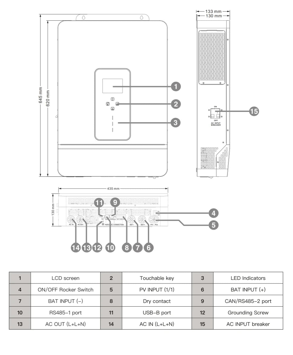 SRNE Hybrid Solar Inverter 8/10KW Max PV 500V 48V To 110/240VAC Suppor Split-phase/single-phase Dual MPPT Max 22A Charge Current PRIME RJ SOLAR PH