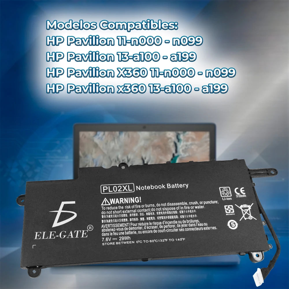HP Pavilion 11-n x360 PL02XL Compatible 7.4V 29Wh Lithium Ion Battery Pack