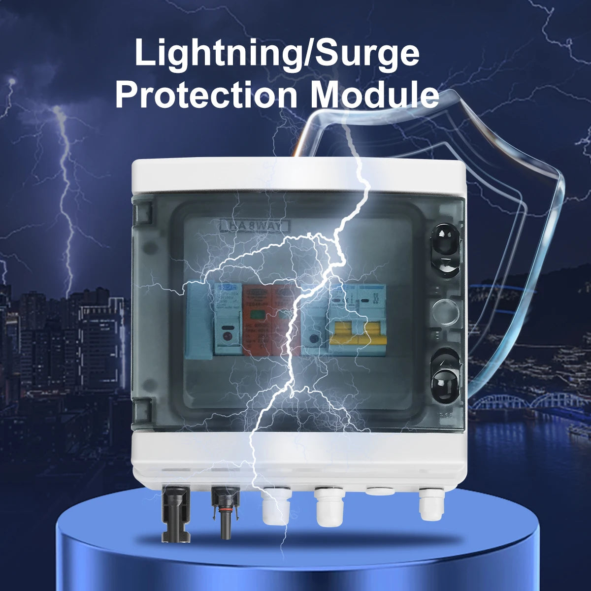 Solar Photovoltaic PV Combiner Box With Lightning Protection 1 Input 1 Out DC 600V Fuse MCB SPD Waterproof Box IP65 8ways