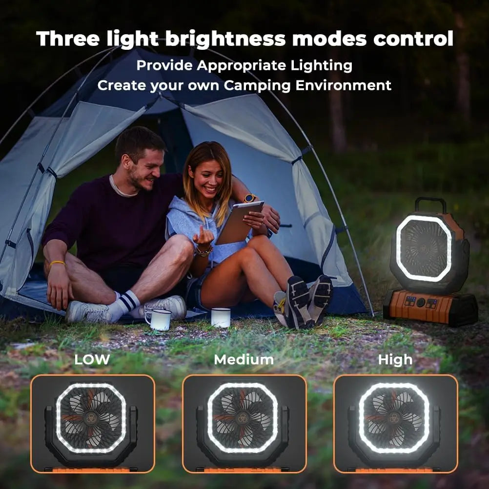 OEM F6 20000mAh Solar Portable Rechargeable Outdoor Camping Fan with Lights 1-Year Warranty