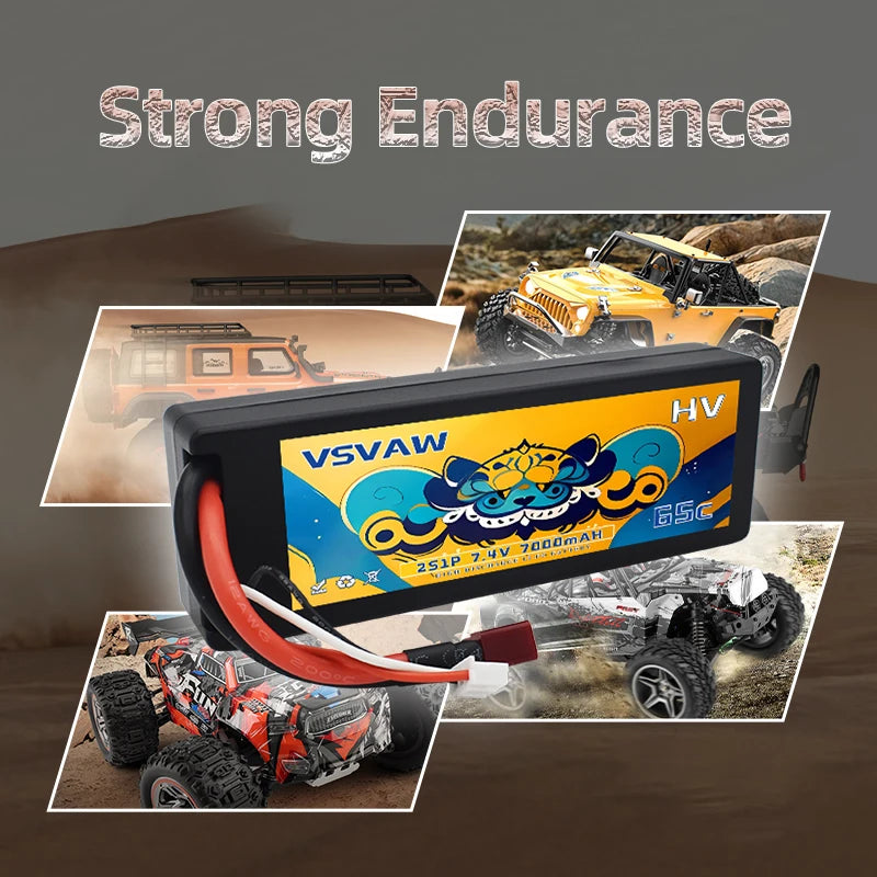 VSVAW 2S 7.4V Lipo Battery 7000mAh 65C Hardcase with T Plug for RC Car 1/10 Boats FPV Drones RC Models Parts-Premium Series PRIME RJ SOLAR PH