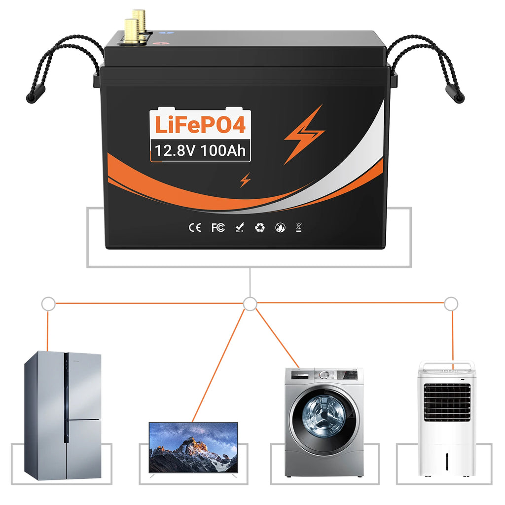 EU Stock Free Shipping Lifepo4 12V 12.8V 100ah Lithium Ion LiFePO4 Batteries Solar Battery Energy Storage System for Rv