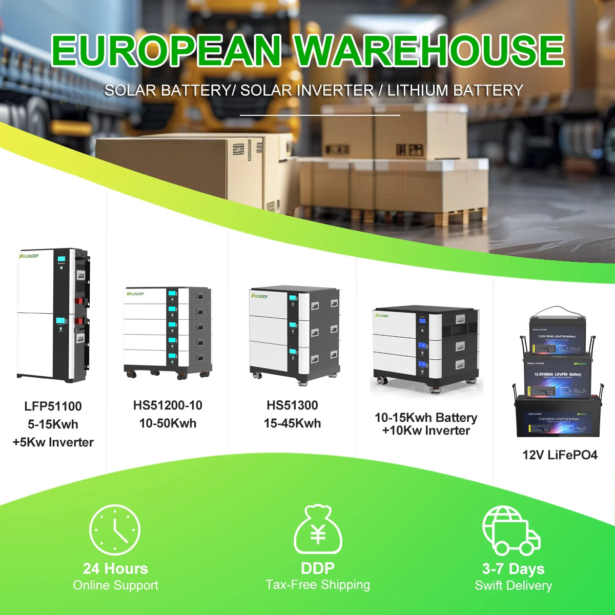 EU DDP 15KWH 30KWH 45KWH 60KWH LiFePO4 Battery Model LFP51300 48V 300AH 51.2V 314AH for ESS Solar Panel Energy Storage System