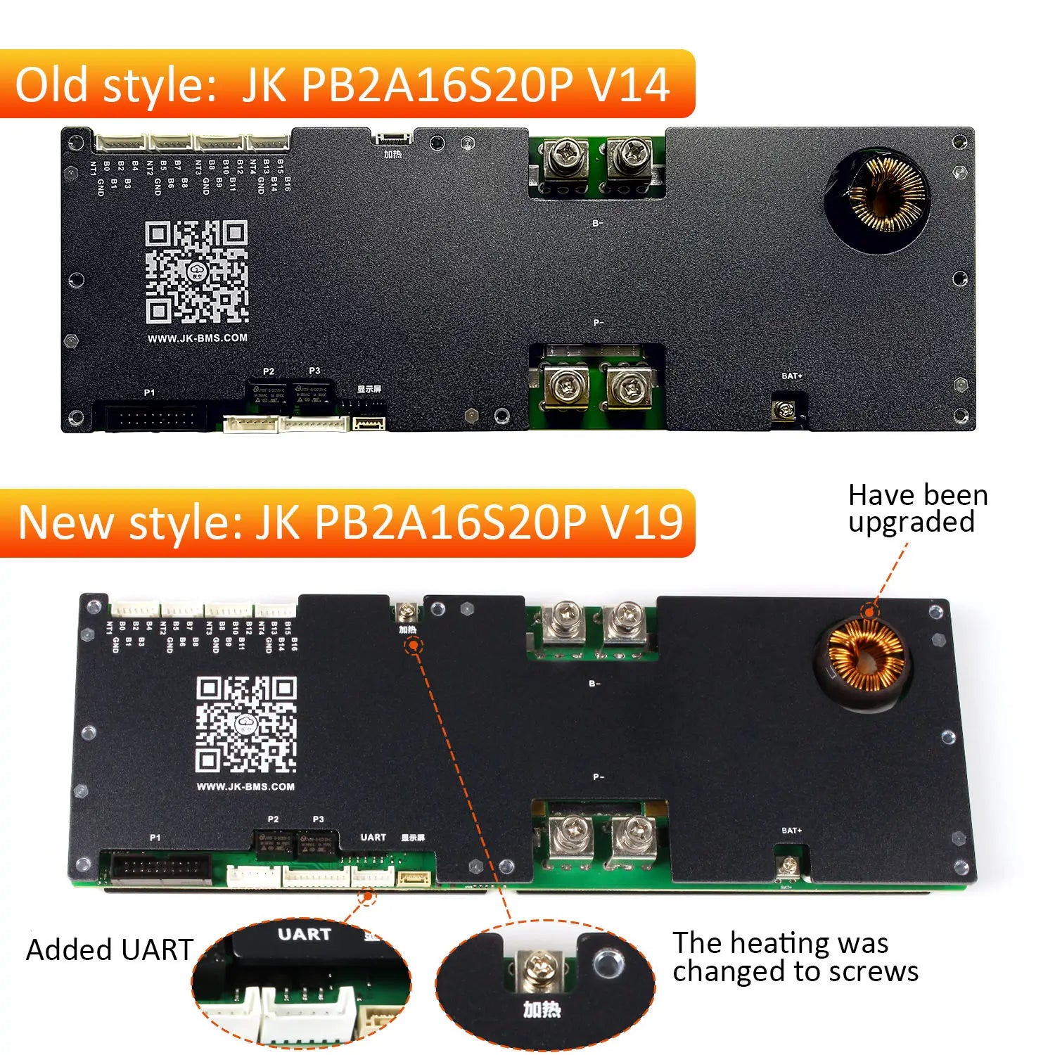 2025 New JK Bms V19 JK PB2A16S15P PB2A16S20P PB2A16S30P Smart JK BMS 16s 48v 200a With 2A Balance 4.3inch Display