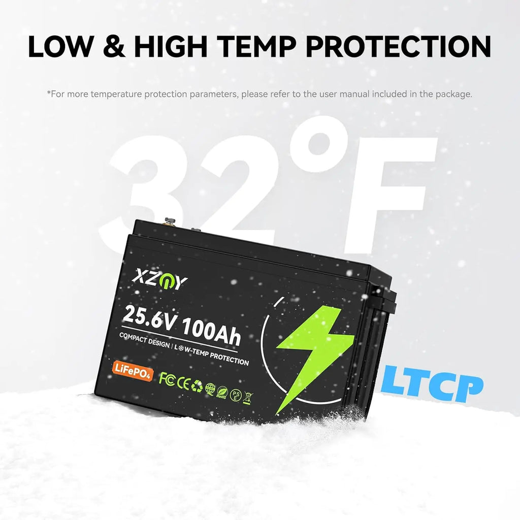 US Stocks 24V100Ah Lithium Battery LowTemperature Protection Great for Trolling Motors RV Camper Solar Off-Grid Marine Boat