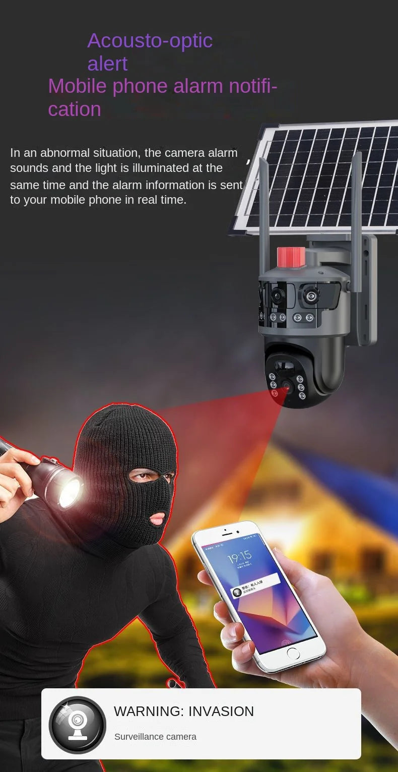 BAITIAN 4/6MP Ultra HD Home Security Camera Solar-Powered 360-Degree Rotatable Wi-Fi/4G Remote Access CMOS Sensor Cloud Storage