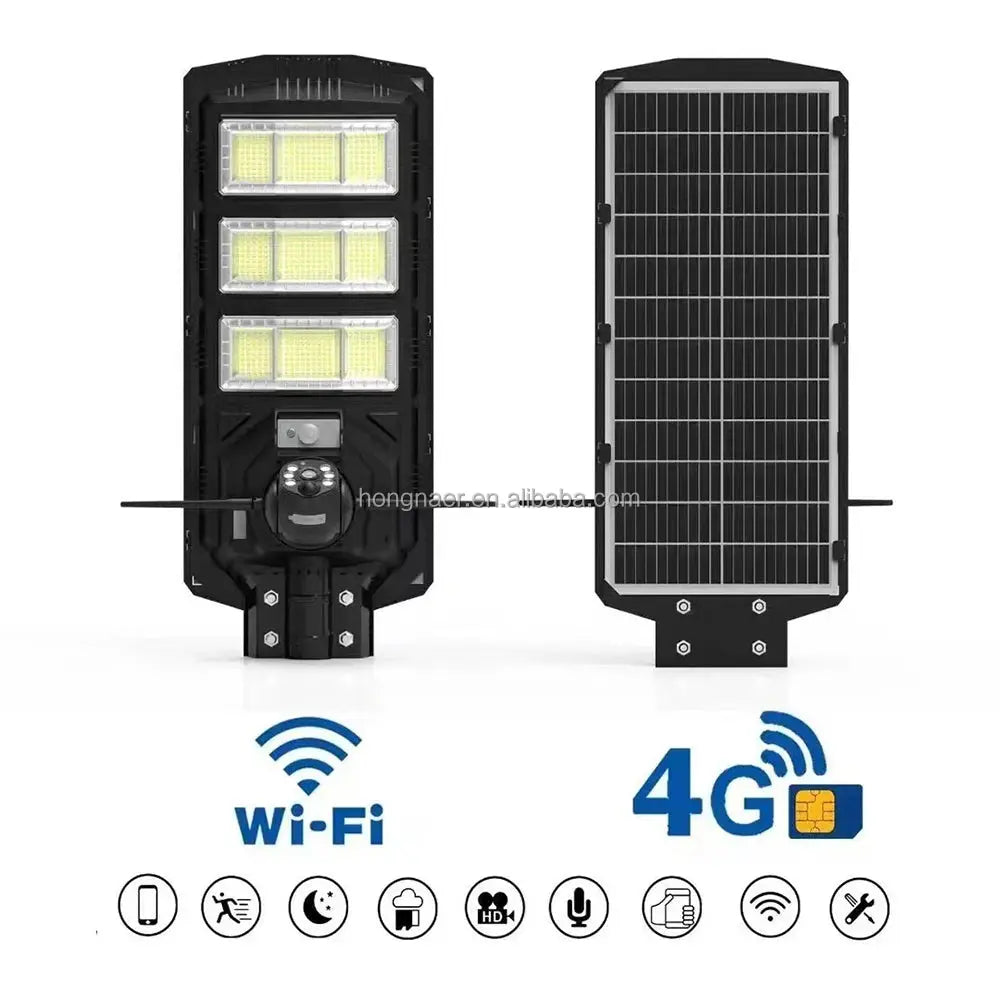4MP 24W Solar Panel Powered Wireless CCTV Surveillance Cameras 300W WiFi Outdoor Security 4G Sim Card Solar Street Light Camera PRIME RJ SOLAR PH