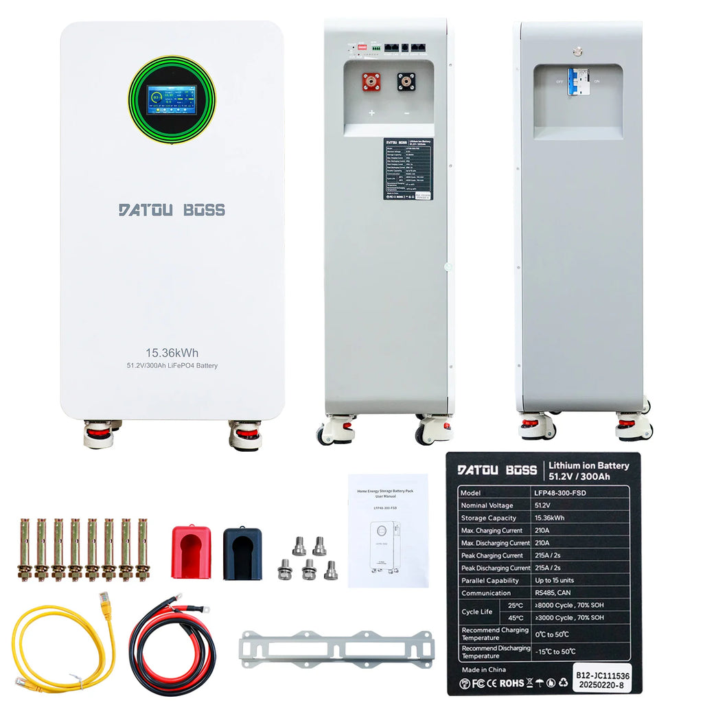 DATOUBOSS EU STOCK 15.36Wh High Quality Lithium Iron Phosphate Battery 51.2V 300Ah Solar Energy Storage Battery System for Home PRIME RJ SOLAR PH