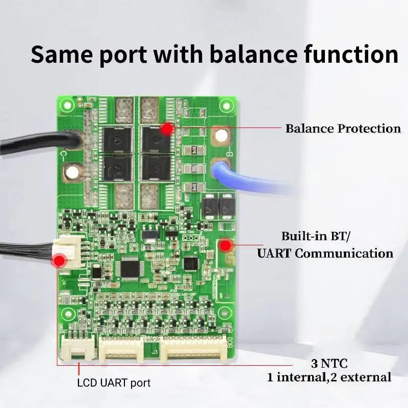 JBD 36V/48V/60V lithium BMS 10S-17S Battery Management System 20A/40A/50A/60A/80A/120A lifepo4 bms 16s 100a
