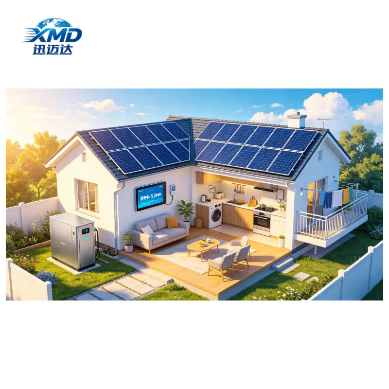 Complete Set 5KW-70KW MPPT Controller Pure Sine Wave Lithium Ion Monocrystalline Silicon Solar Energy Grid Hybrid Home System