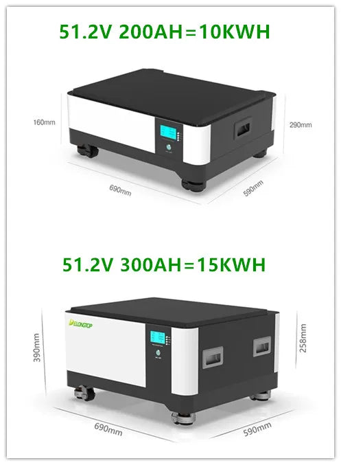 Stackable Energy Storage 48V 200AH 10kwh 20kwh 30kwh 50kwh 51.2v 100ah 5kwh Inverter Battery Solar Power System Lifepo4 Battery