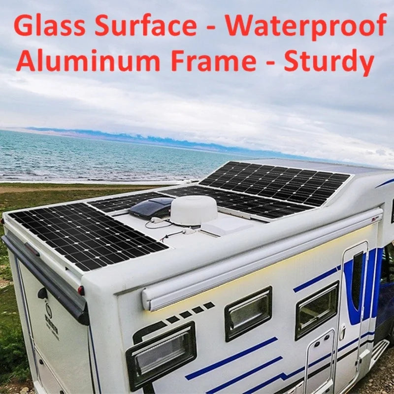 Rigid Glass Solar Panel 150W / 300W Monocrystalline Cell PV Photovoltaic Module 12v 24v Battery / plug and play system Home Car PRIME RJ SOLAR PH