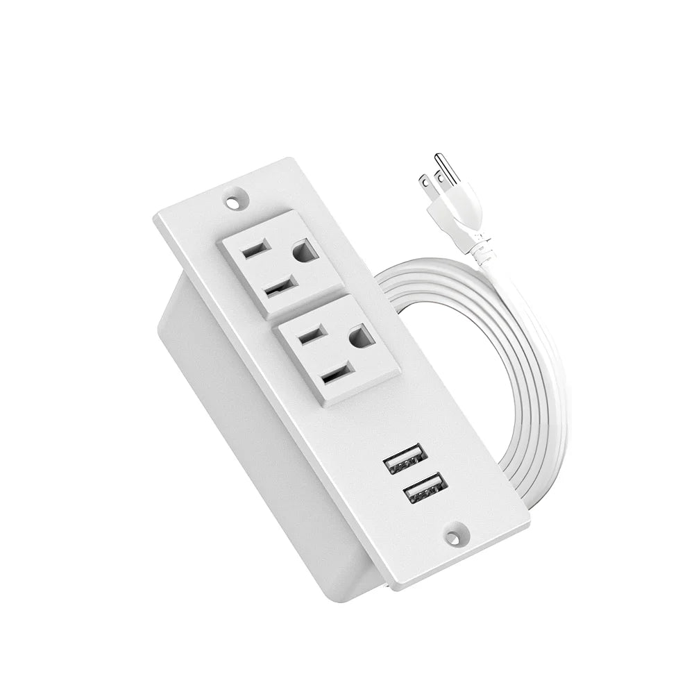 Small Recessed Power Strip Plug Extension Cord with USB Electrical Outlet Extender Power Adapter Charging Station Power Strip PRIME RJ SOLAR PH