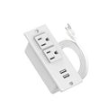 Small Recessed Power Strip Plug Extension Cord with USB Electrical Outlet Extender Power Adapter Charging Station Power Strip