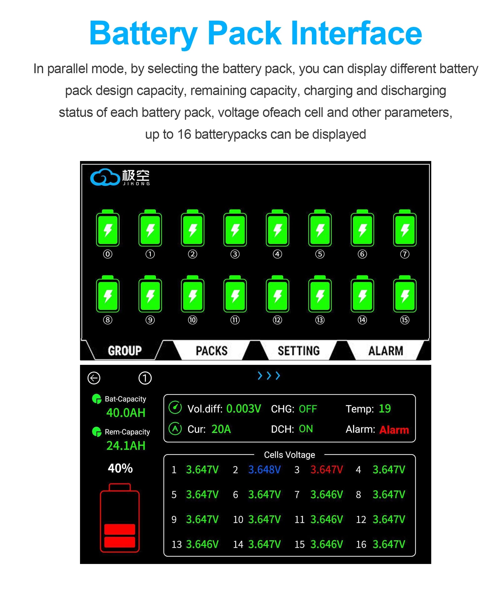 JIKONG JK LCD Display 7.0 Inch Smart Touch Screen PB Series V19 Version Energy Storage Smart Inverter for JKBMS Accessory
