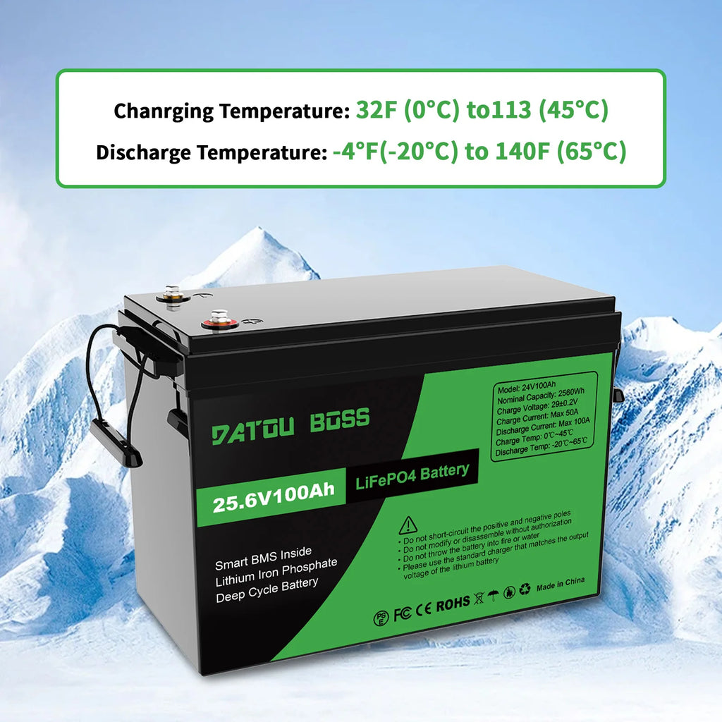 EU USA Stock 24V 100AH Lifepo4 Battery with BMS Perfectly for RV, Trolling Motor, Solar System Lithium Ion Batteries Pack
