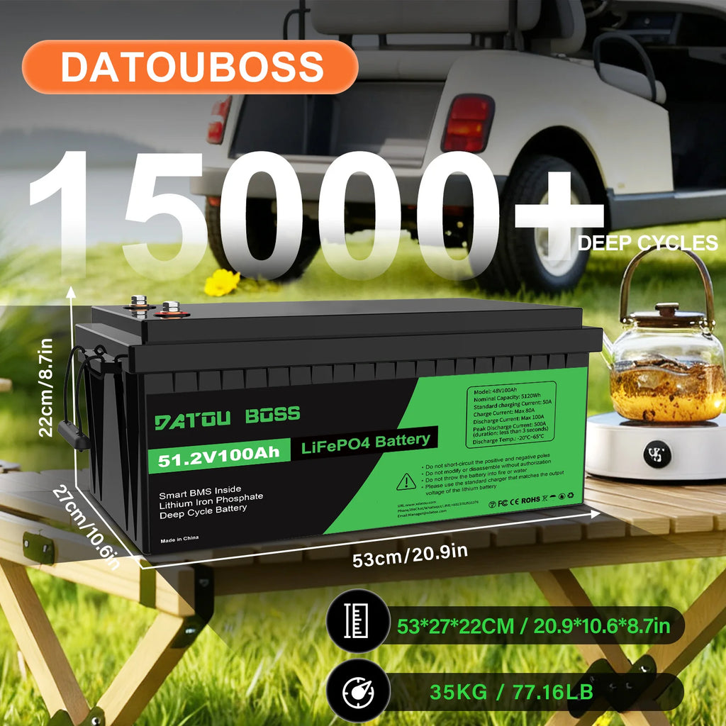 US STOCK 48V 100Ah LiFePO4 Battery, Support Series/Parallel Connection, 5120Wh Deep Cycle Lithium Battery for Solar Projects