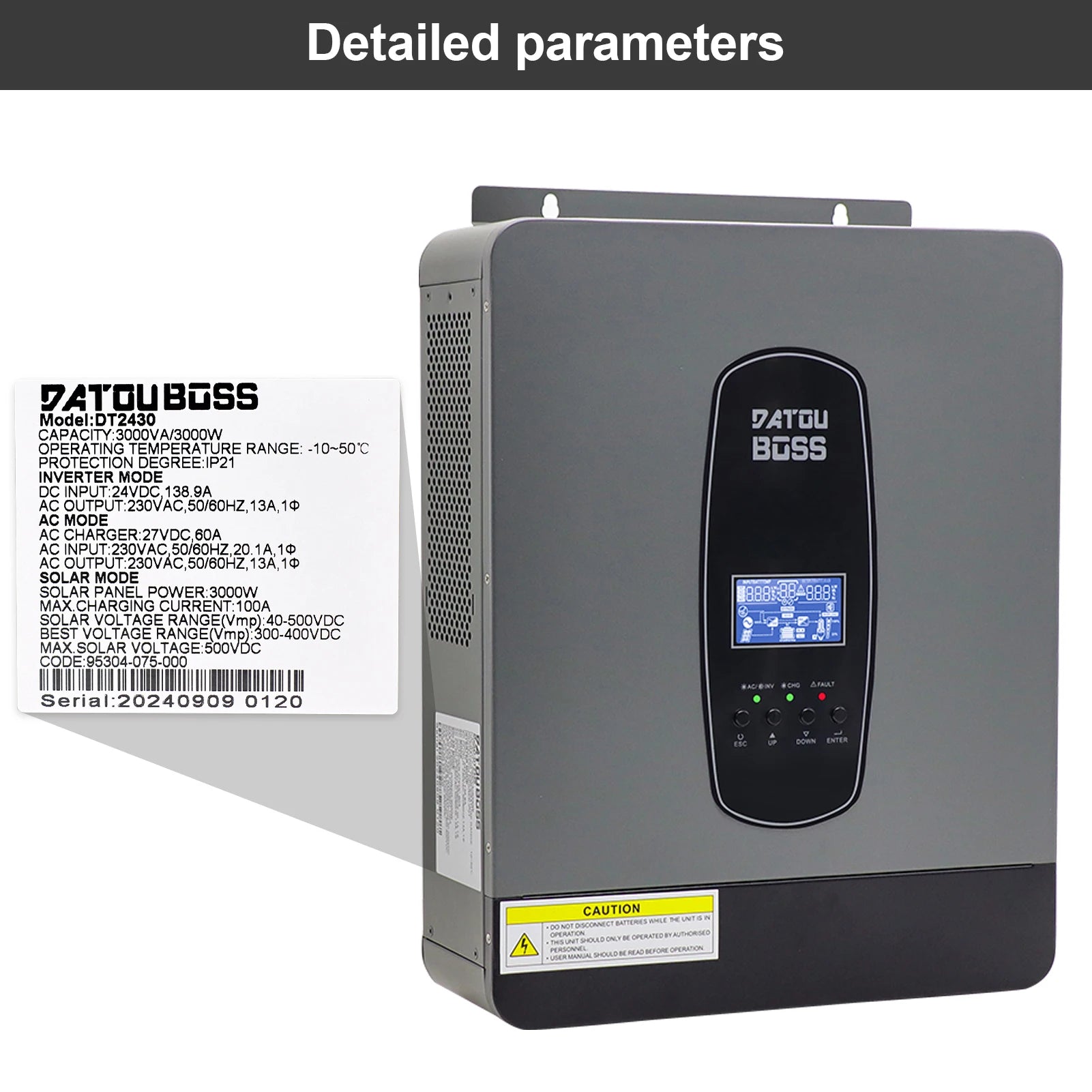 DATOUBOSS Hybrid System Solar WiFi 5Kw 10Kw 12Kw 11Kw DC24V 48V AC220V Off Grid Solar Power Energy System Storage Home Commercial