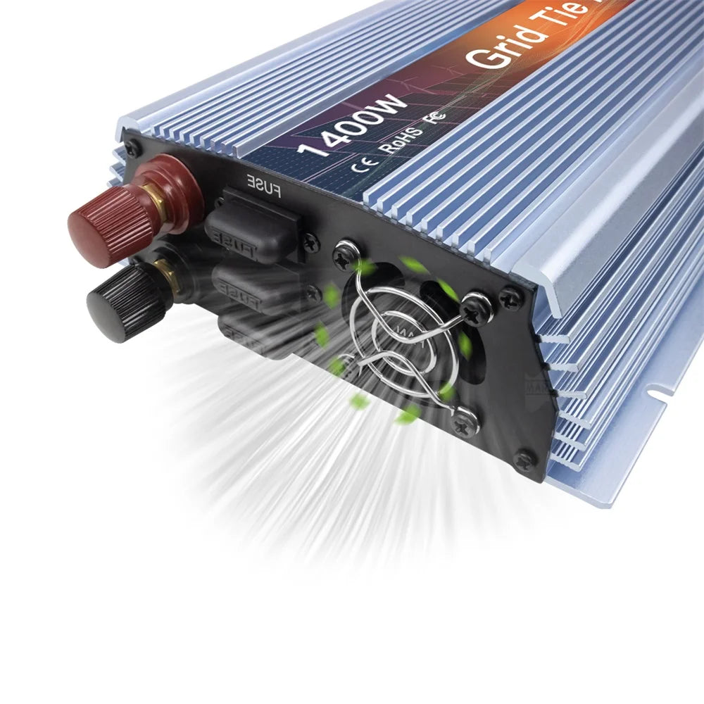 1400W On Grid Tie Inverter MPPT Solar Inverter 18V 36V DC Pure Sine Wave Converter AC 110V 220V  For 36 60 72 Cells PV PRIME RJ SOLAR PH