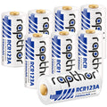 Rapthor Rechargeable 3.7V CR123A Lithium Batteries 750mAh Compatible with Arlo Cameras Flashlights Smart Sensors (8 Pack) PRIME RJ SOLAR PH