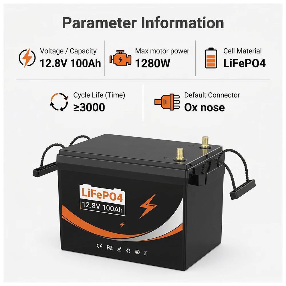 US Stock ABS case 12v/12.8V 100ah Lifepo4 12.8v Battery Pack Energy Storage 100Ah Cells Lifepo4 Battery Pack for Golf Cart