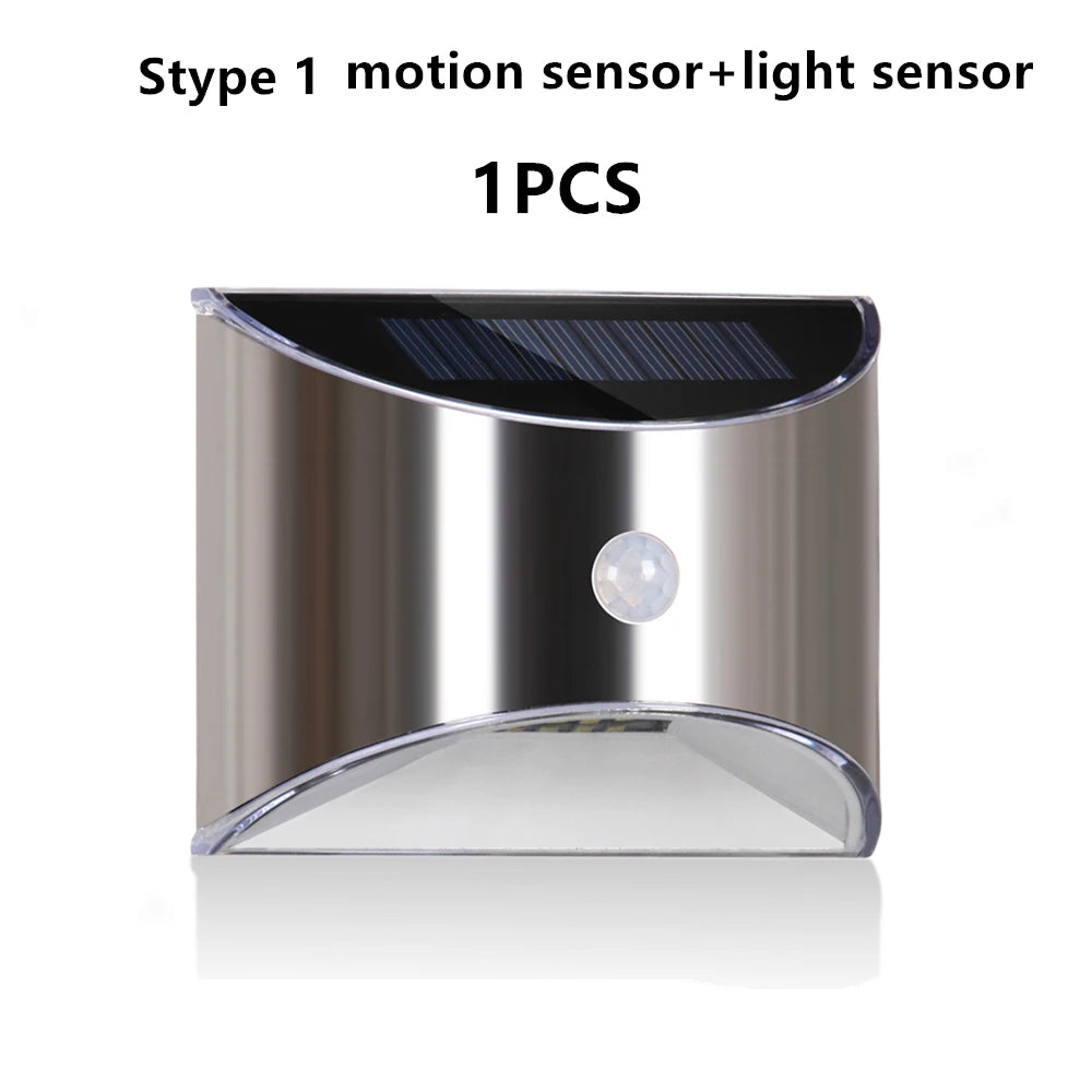 Hot Sell Solar Light LED Solar Wall Lamp PIR Motion Sensor Stainless Steel Shell Lighting For Outdoor Garden Wall Fence Stair