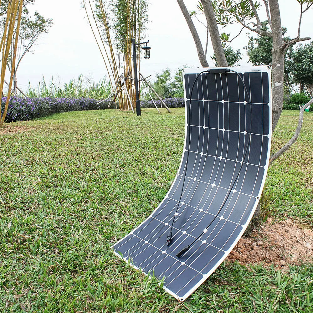 ASUNERGE RGN33-100A 400W Flexible Waterproof Monocrystalline Solar Panel Kit Camping Home Car Off-Grid 12V System CE RoHS 1-Year Warranty