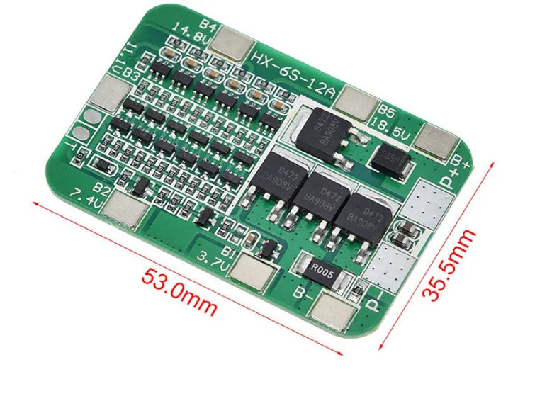 BMS protection Board - 6 Series 12A Current - 18650 Lithium Battery protection Board - Electric Tool Solar Panel
