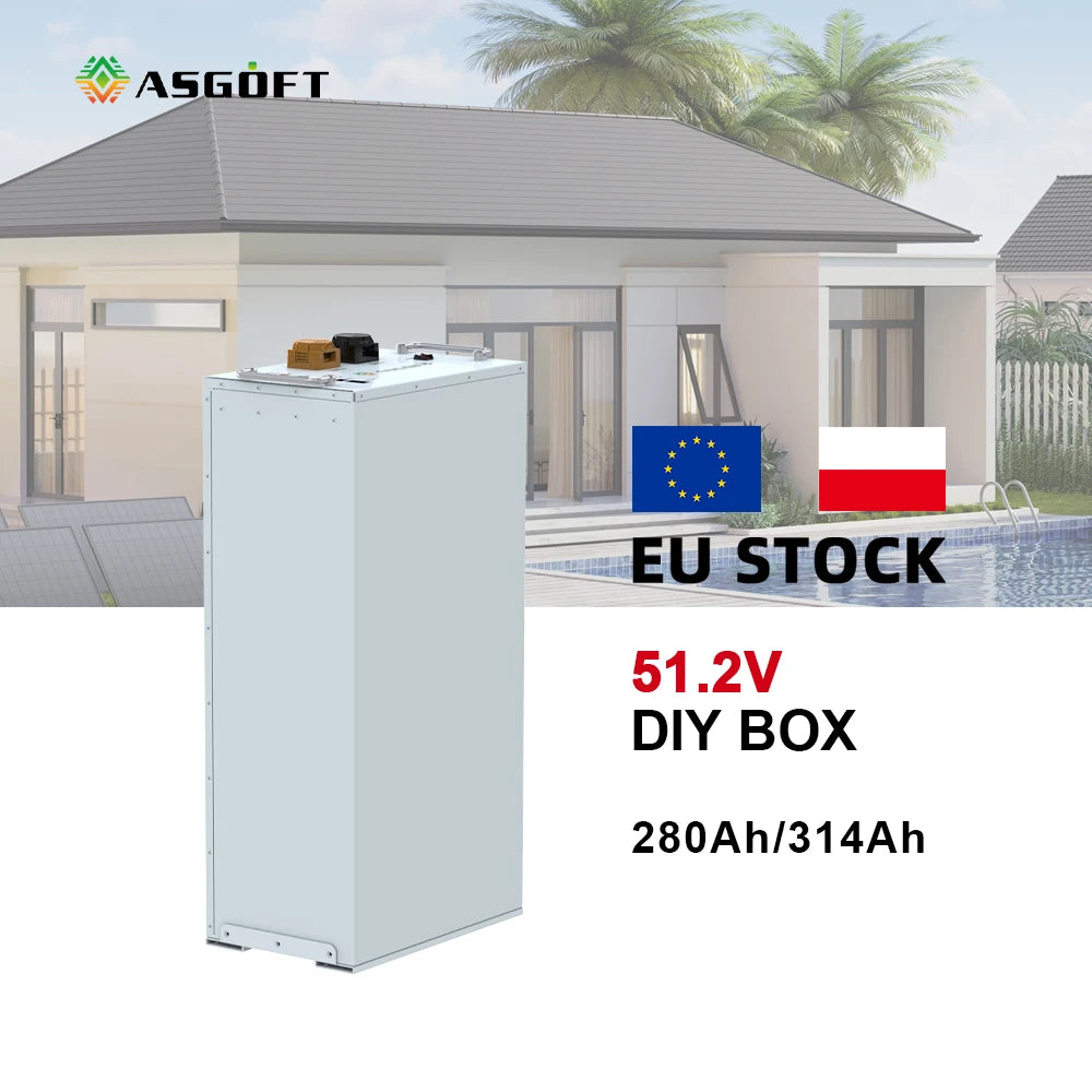 Poland EU Stock 51.2V 48V 280ah 300ah 320ah DIY Kit LiFePO4 Energy Storage Battery Pack Box Air Breaker and Active Balancer