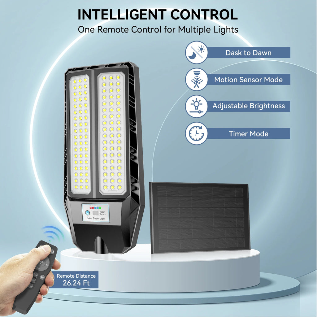 HYKENTE TW002C Solar LED Street Light High Brightness Smart Control Roads Parks Rural Area RoHS CE 3-Year Warranty US Local Stock