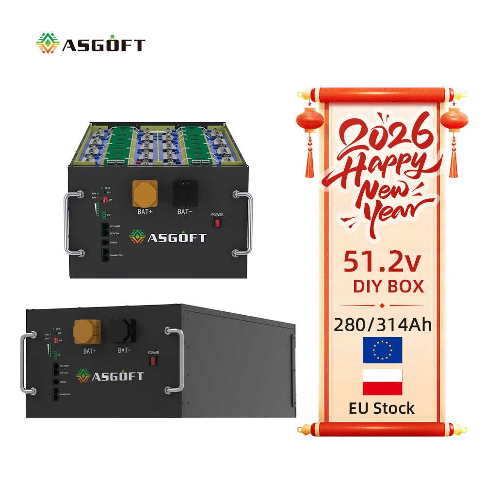 Poland EU Stock 51.2V 48V 280ah 300ah 320ah DIY Kit LiFePO4 Energy Storage Battery Pack Box Air Breaker and Active Balancer PRIME RJ SOLAR PH