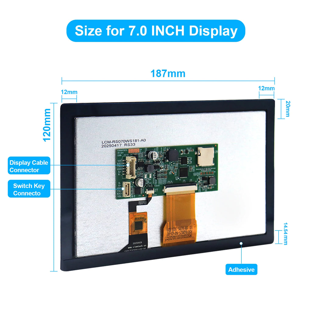 JIKONG JK LCD Display 7.0 Inch Smart Touch Screen PB Series V19 Version Energy Storage Smart Inverter for JKBMS Accessory