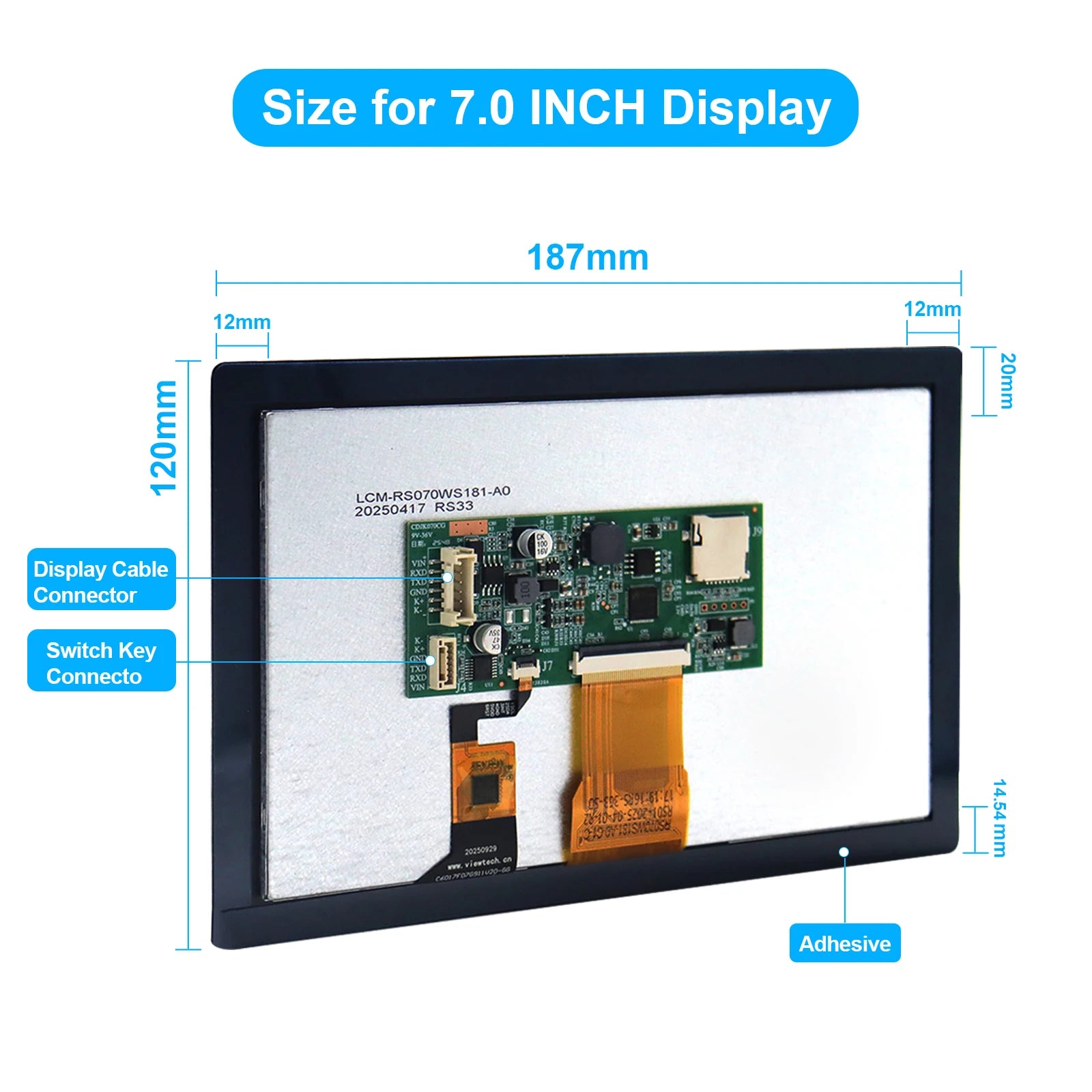 JIKONG JK LCD Display 7.0 Inch Smart Touch Screen PB Series V19 Version Energy Storage Smart Inverter for JKBMS Accessory