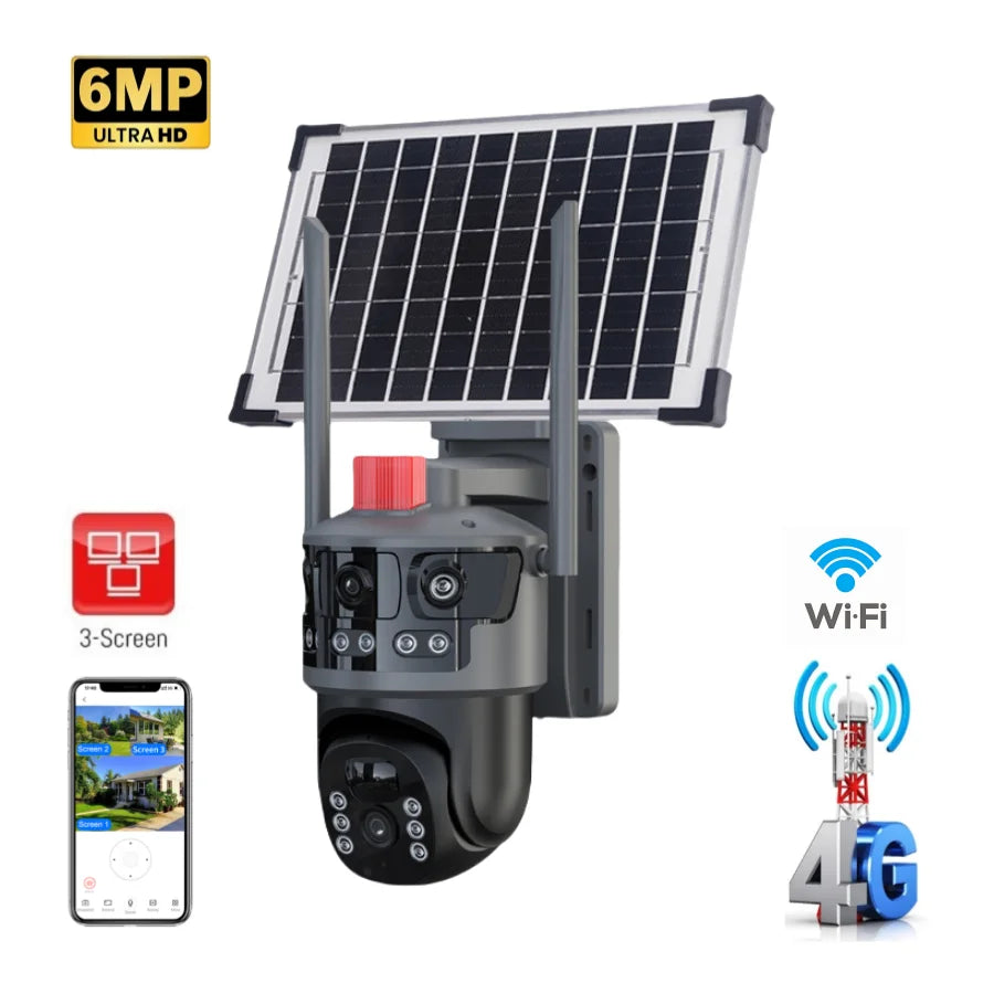 BAITIAN T22 4/6MP Ultra HD Solar Security Camera 360-Degree Rotatable Wi-Fi 4G Remote Access CMOS Cloud Storage 1-Year Warranty