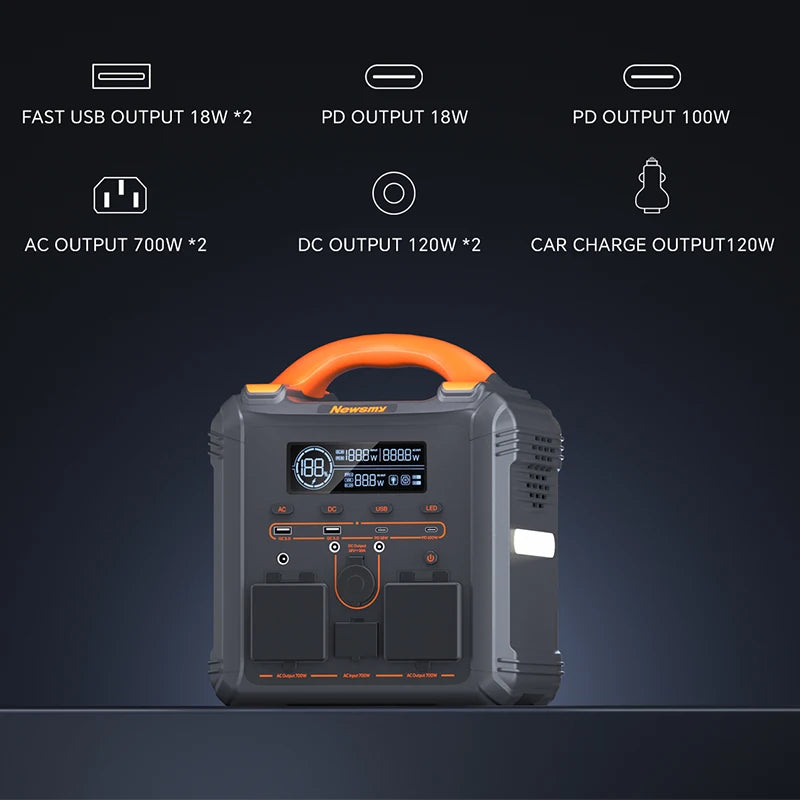Newsmy Free Energy Generator 700w Solar Panel Outdoor Camping Solar Portable Power Banks Power Station Energy Storage Battery PRIME RJ SOLAR PH