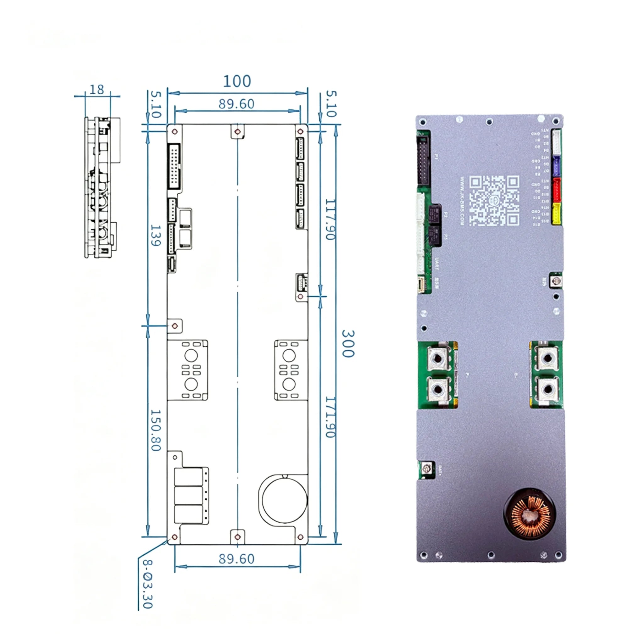 Jikong Energy Storage 48V JK Inverter BMS V19 200A JKBMS Lifepo4 16S Metal Core PCB with High Energy Storage Capacity
