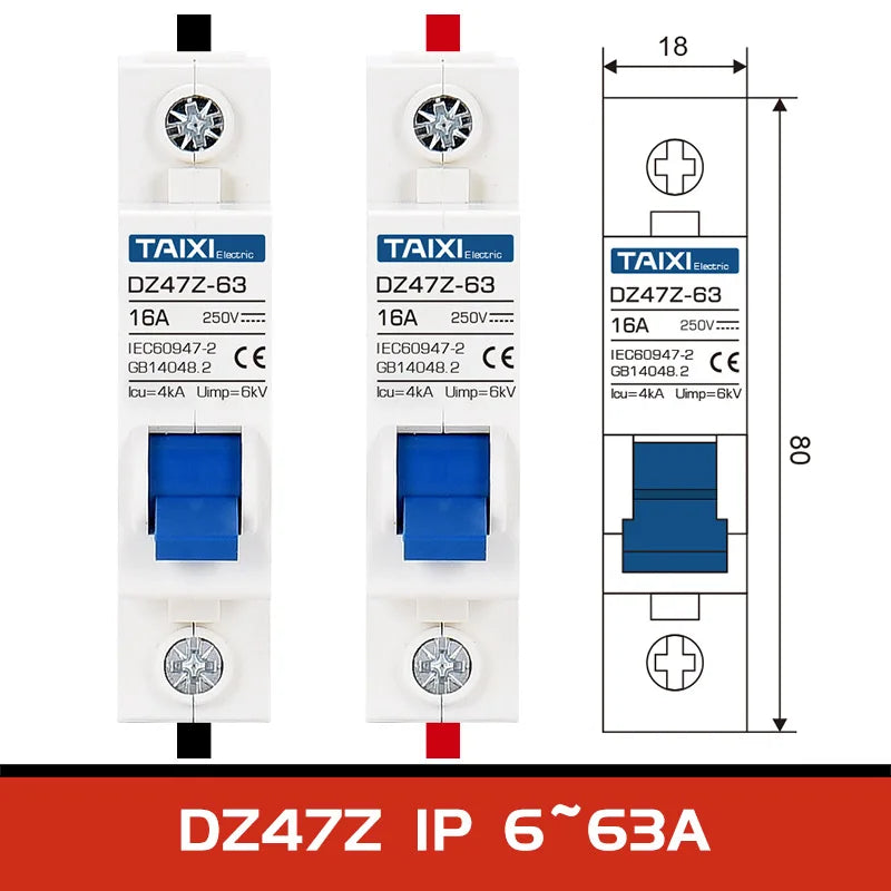 Solar PV MCB DC Circuit Breaker 1P/2P 500V 1000V Photovoltaic disconnect switch 10A 16A 20A 32A 40A 63A 100A 125A PRIME RJ SOLAR PH