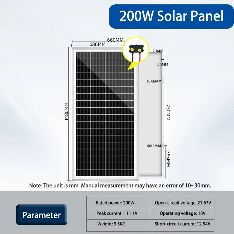 In Stock Wholesale Outdoor Monocrystalline Silicon Solar Panel PV Module with 18V-42V Output 200W 250W 300W 350W 410W 550W