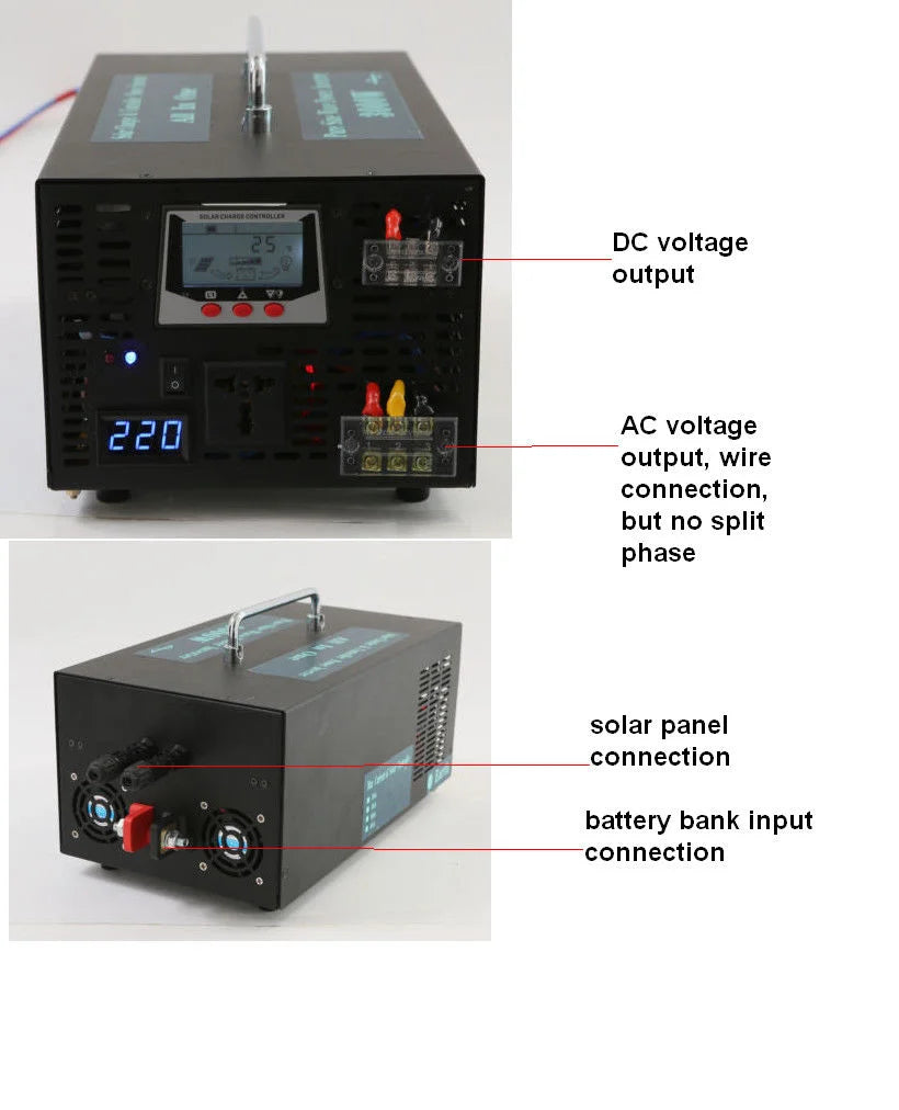 Pure Sine Wave  Hybrid Solar Power Inverter 3000W 12V/24V/36V/48V DC to 120V/220V/230V/240V DC/AC Converter 30A Charge Control