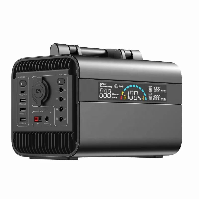 Portable Power Station Solar Bank 300W/600W/1000W LiFePO4 Battery for Laptop & Car Use with Pure Sine Wave Inverter